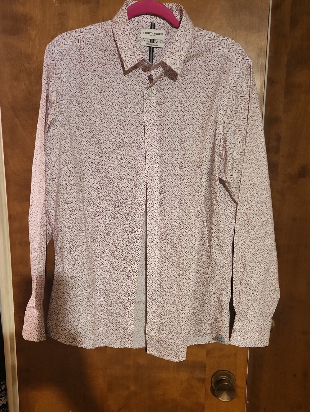 Crosby & Howard Men's Pink Micro-Pattern Dress Shirt